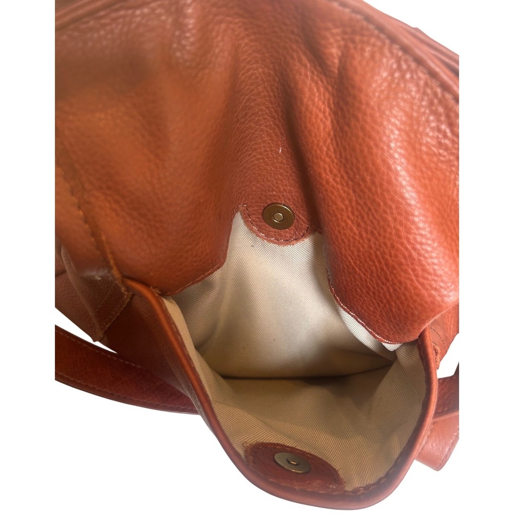 American Leather Co Brandy Brown Pebbled Leather Hobo Crossbody Bag Large - Picture 8 of 12